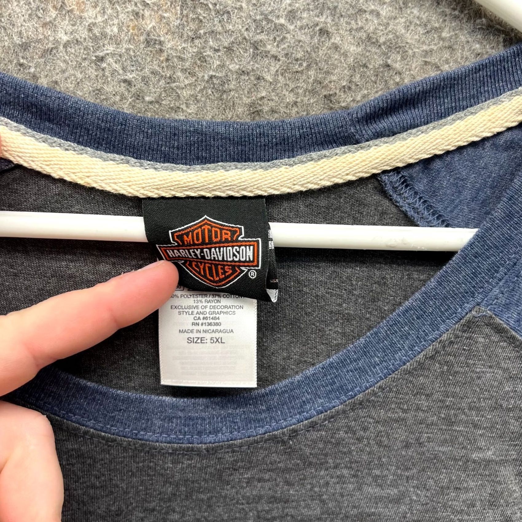 Harley Davidson Harley-Davidson Shirt Men 5XL Grey Blue 3/4 Sleeve Crewneck Motorcycle Logo T-Shirt Size US XXL / EU 58 / 5 - 4 Thumbnail