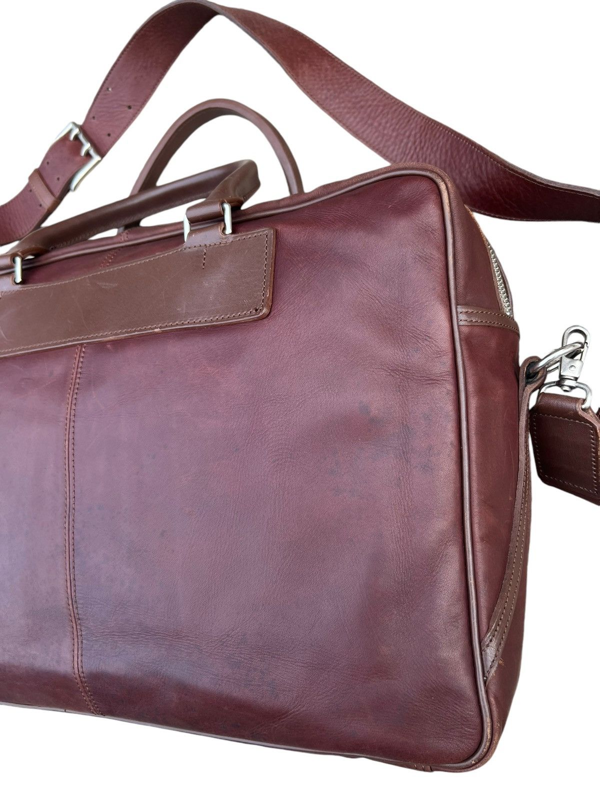 Japanese Brand × Leather Somes Saddle Japan Distressed Patina Leather 2 Way Bag Size ONE SIZE - 10 Thumbnail