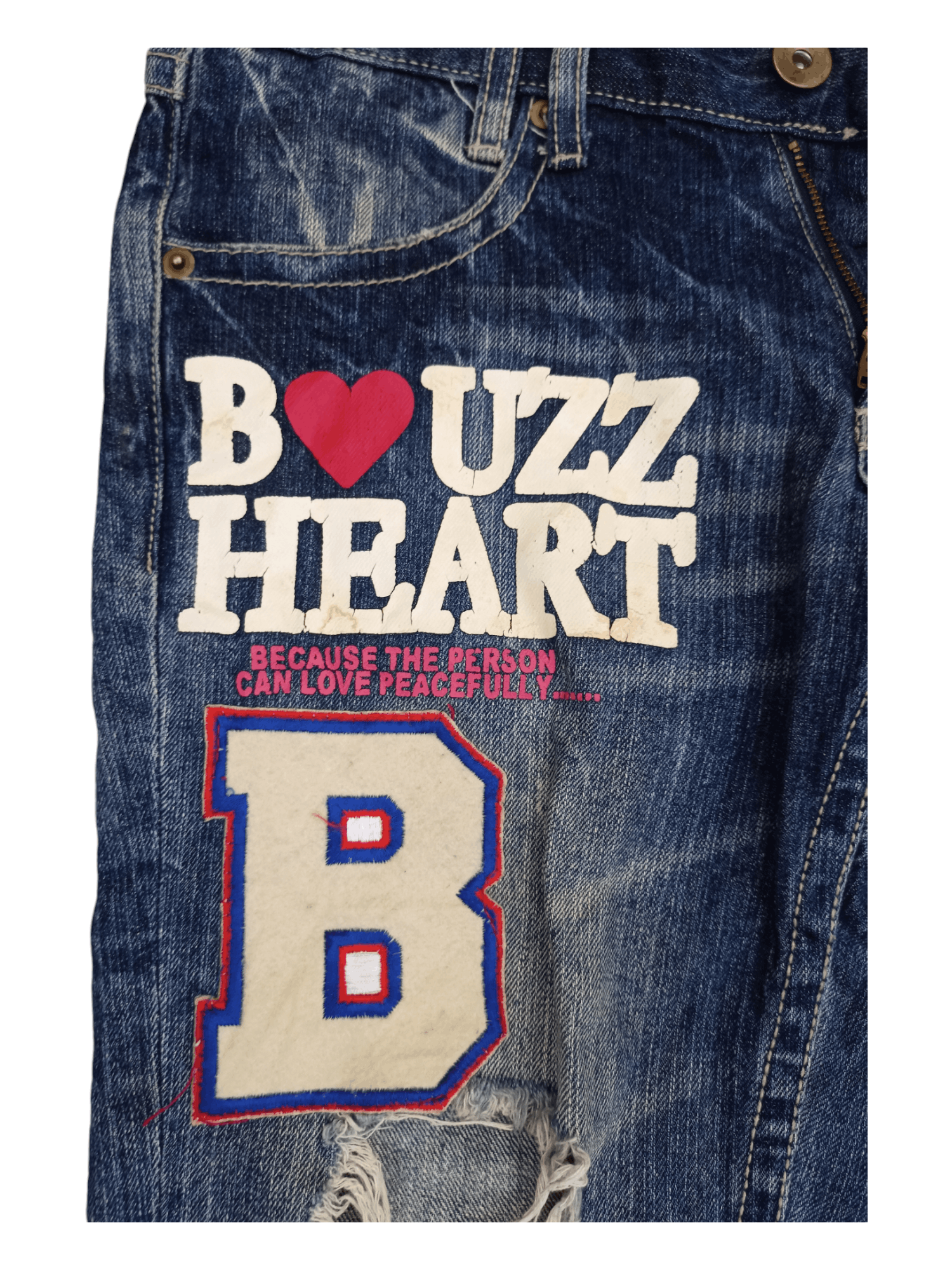 Japanese Brand BUZZSPUNKY Big Blowout Patched Distressed Flare Jeans Size US 29 - 8 Thumbnail