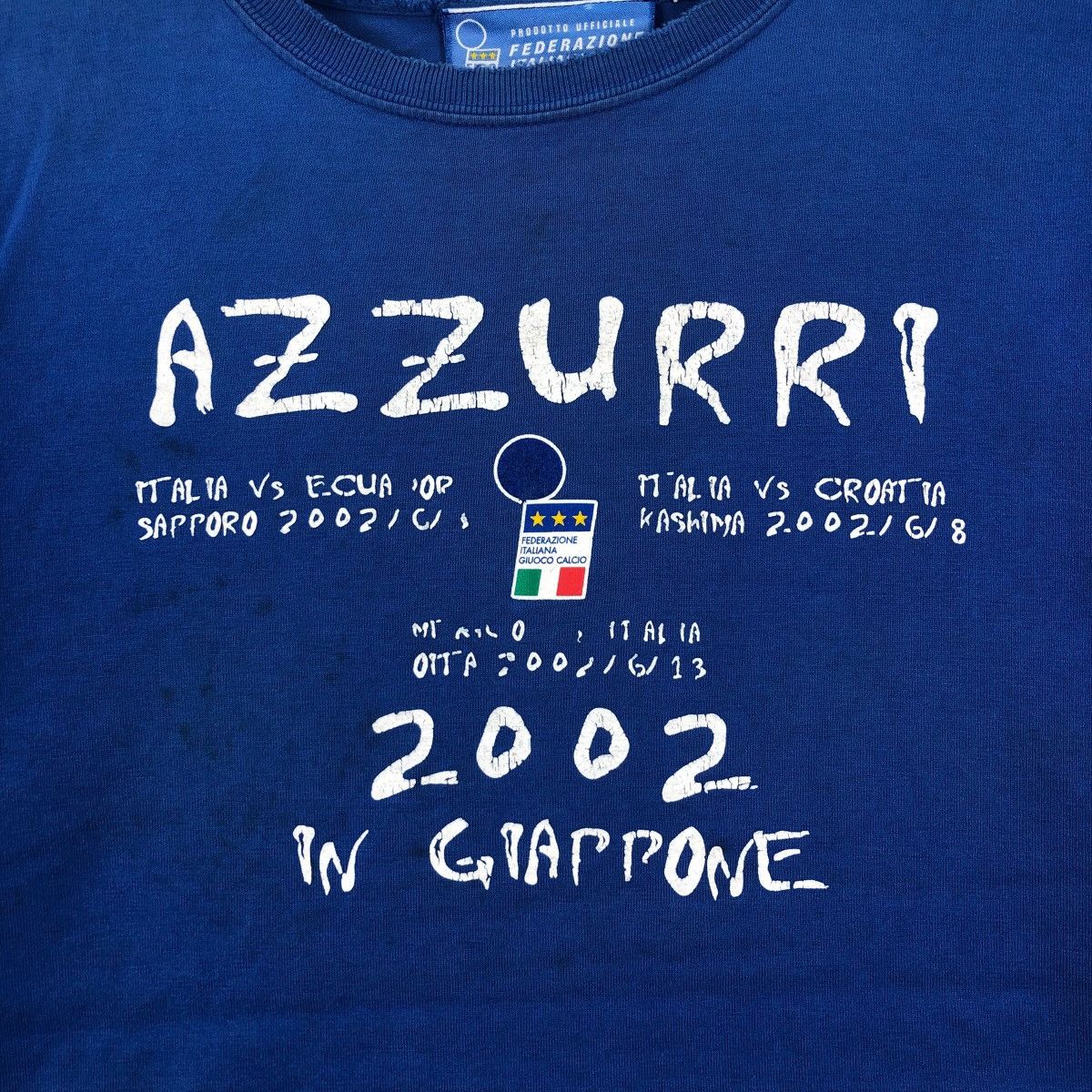Vintage 2002 Giuoco Calcio Azurri T-Shirt Distressed Italian Footbal Size US M / EU 48-50 / 2 - 3 Thumbnail