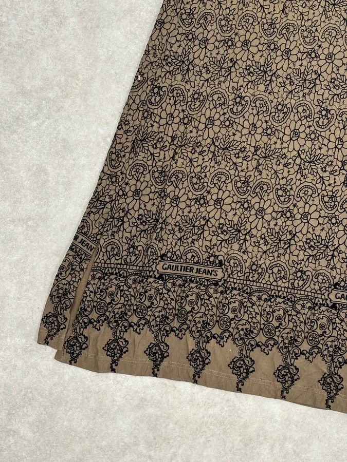 Jean Paul Gaultier 2000s Jean Paul Gaultier Khaki Tattoo Floral Maxi Dress Size S / US 4 / IT 40 - 9 Thumbnail