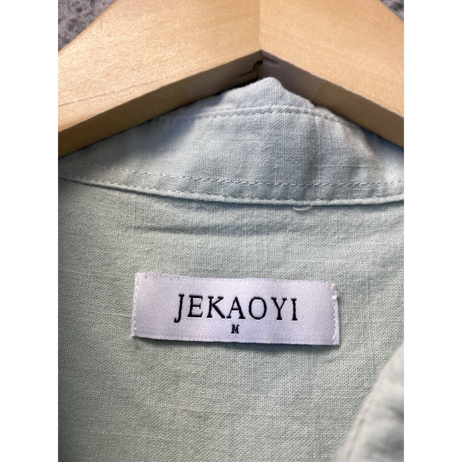 Vintage Jekaoyi Linen Cotton Blend Button-Up Shirt M Light Sage Green Long Sleeve Mens Size US M / EU 48-50 / 2 - 3 Thumbnail