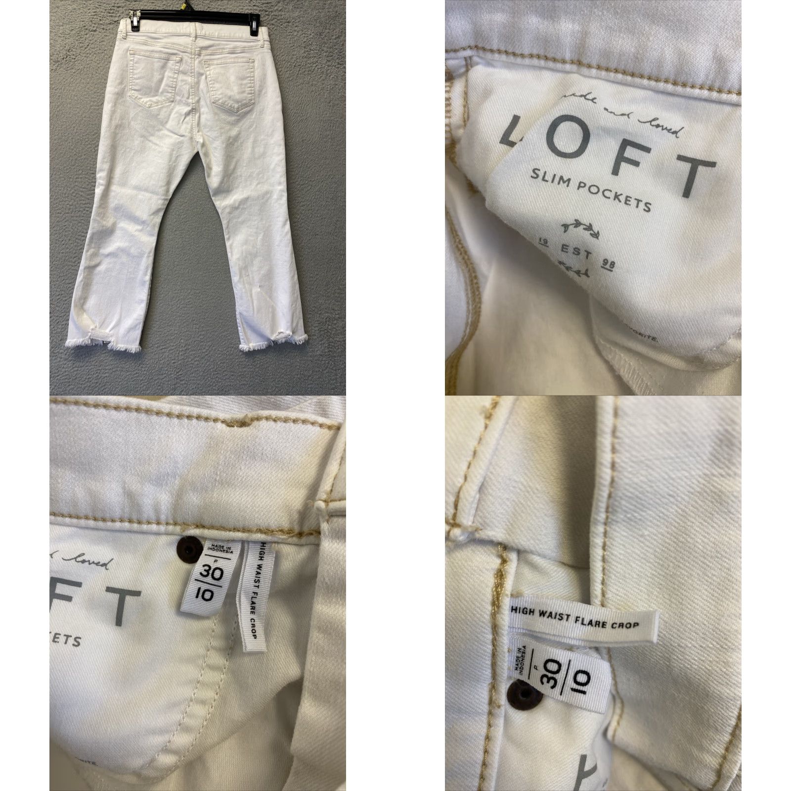 Loft LOFT Jeans Cropped White Stretch Denim Womens 30 / 10 Regular Inseam 24.5 in Zip Mid Rise Mens? Wait. Correction. End. Size 32" / US 10 / IT 46 - 8 Thumbnail