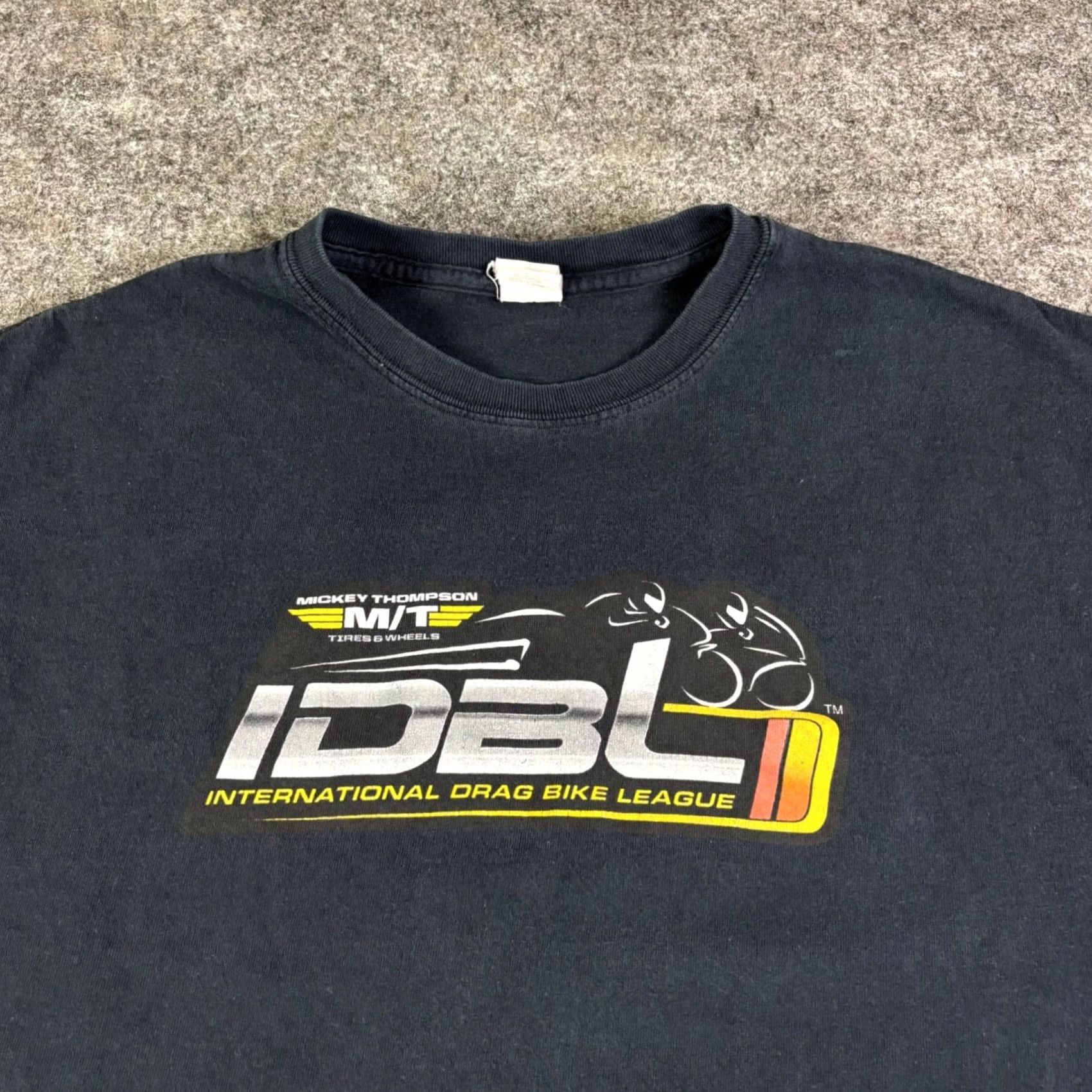 Gildan VINTAGE IDBL International Drag Bike League Mickey Thompson Black Graphic T-Shirt Large Size US L / EU 52-54 / 3 - 6 Thumbnail