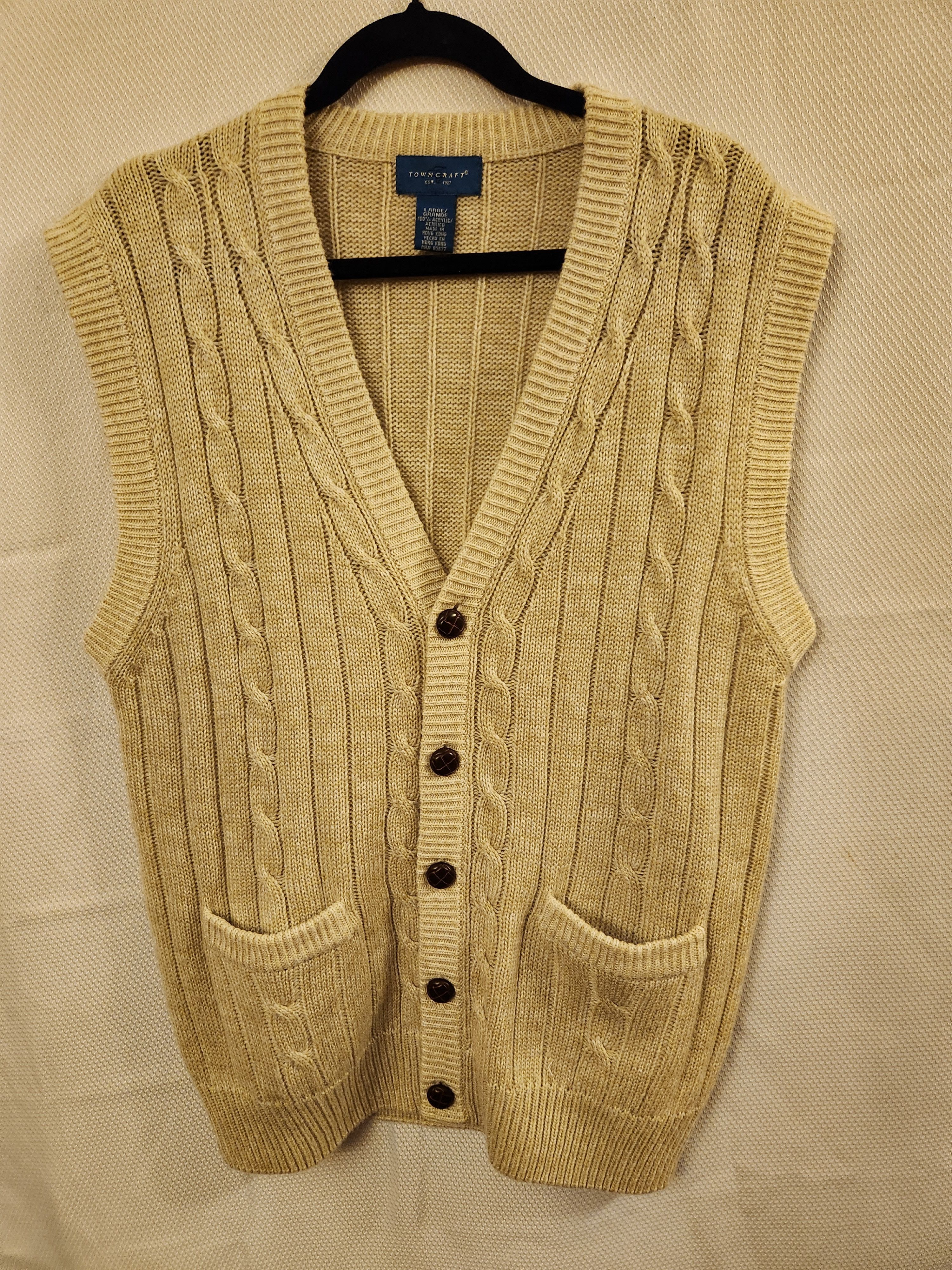 Towncraft Vintage 80's Cable Knit Sweater Vest Size US L / EU 52-54 / 3 - 1 Thumbnail