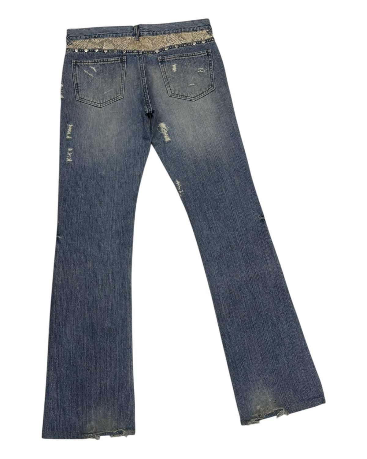 Le Grande Bleu (L.G.B.) × Tornado Mart FLARE JEANS SNAKE SKIN PYTHON AGATE SLIM DISTRESSED DENIM Size US 30 / EU 46 - 6 Thumbnail