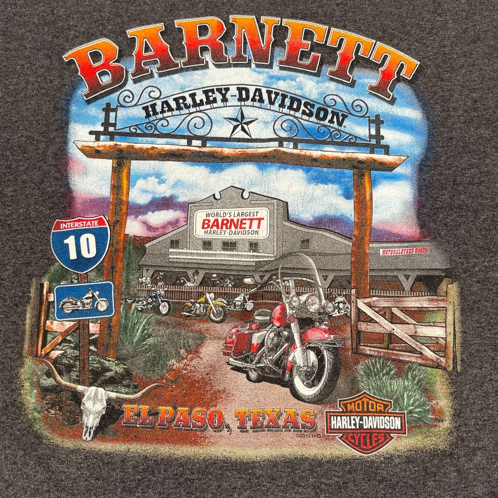 Harley Davidson 2011 Harley Davidson Motorcycles El Paso Texas Tee T Shirt Size US XXL / EU 58 / 5 - 6 Thumbnail