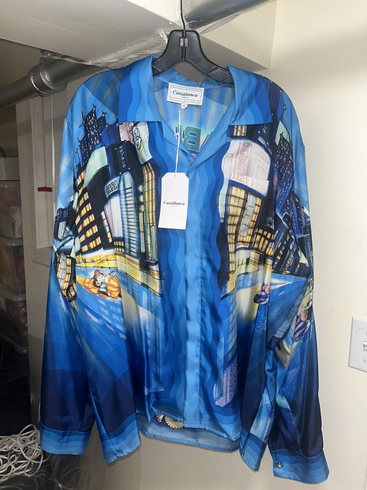 Casablanca Casablanca Silk Twill Cuban Collar Shirt Sz XL Tokyo Nights Size US XL / EU 56 / 4 - 2 Thumbnail