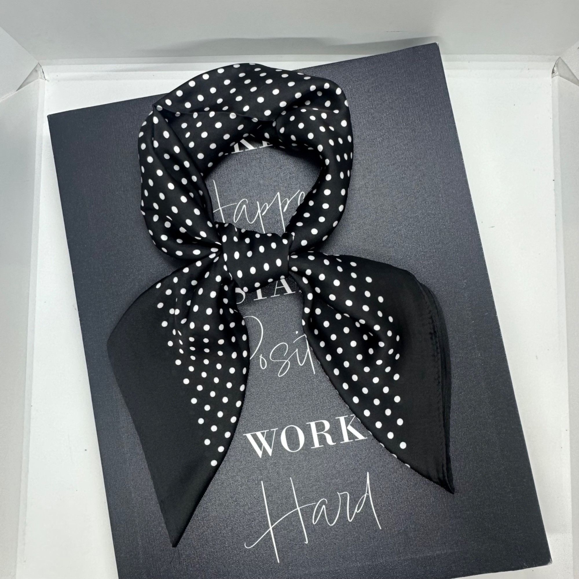 Other Bandana New Square Scarf Black White Dots Silk Appearance c Size ONE SIZE - 2 Thumbnail