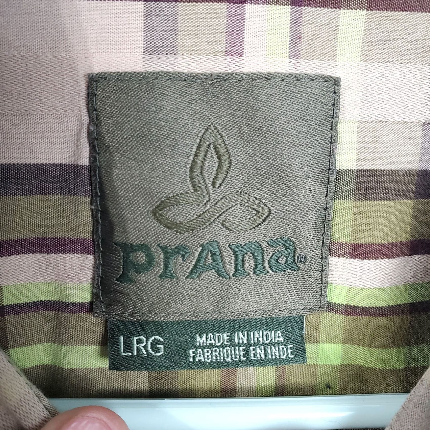 Prana PrAna Shirt Mens Large Brown Green Plaid Long Sleeve Black Pearl Snap Western Shirt Size US L / EU 52-54 / 3 - 6 Thumbnail