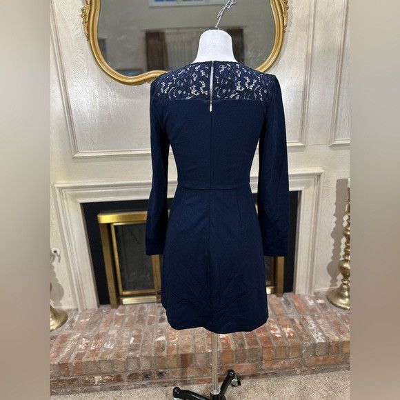 Trina Turk Trina Turk Indigo Navy Blue Lace Yoke Sheath Dress Size S / US 4 / IT 40 - 2 Thumbnail