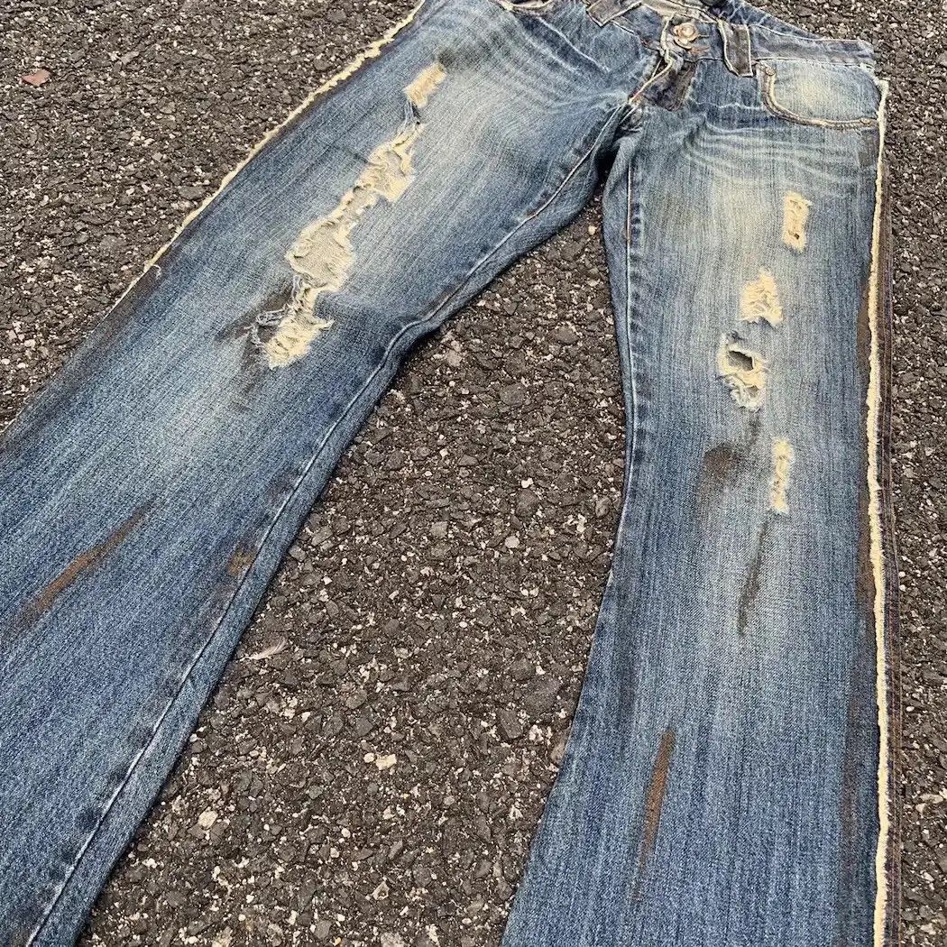 Japanese Brand JAPANESE RUSTY DIRTY DENIM 30x32 RIPPED FLARE BOOTCUT PANTS Size US 30 / EU 46 - 4 Thumbnail