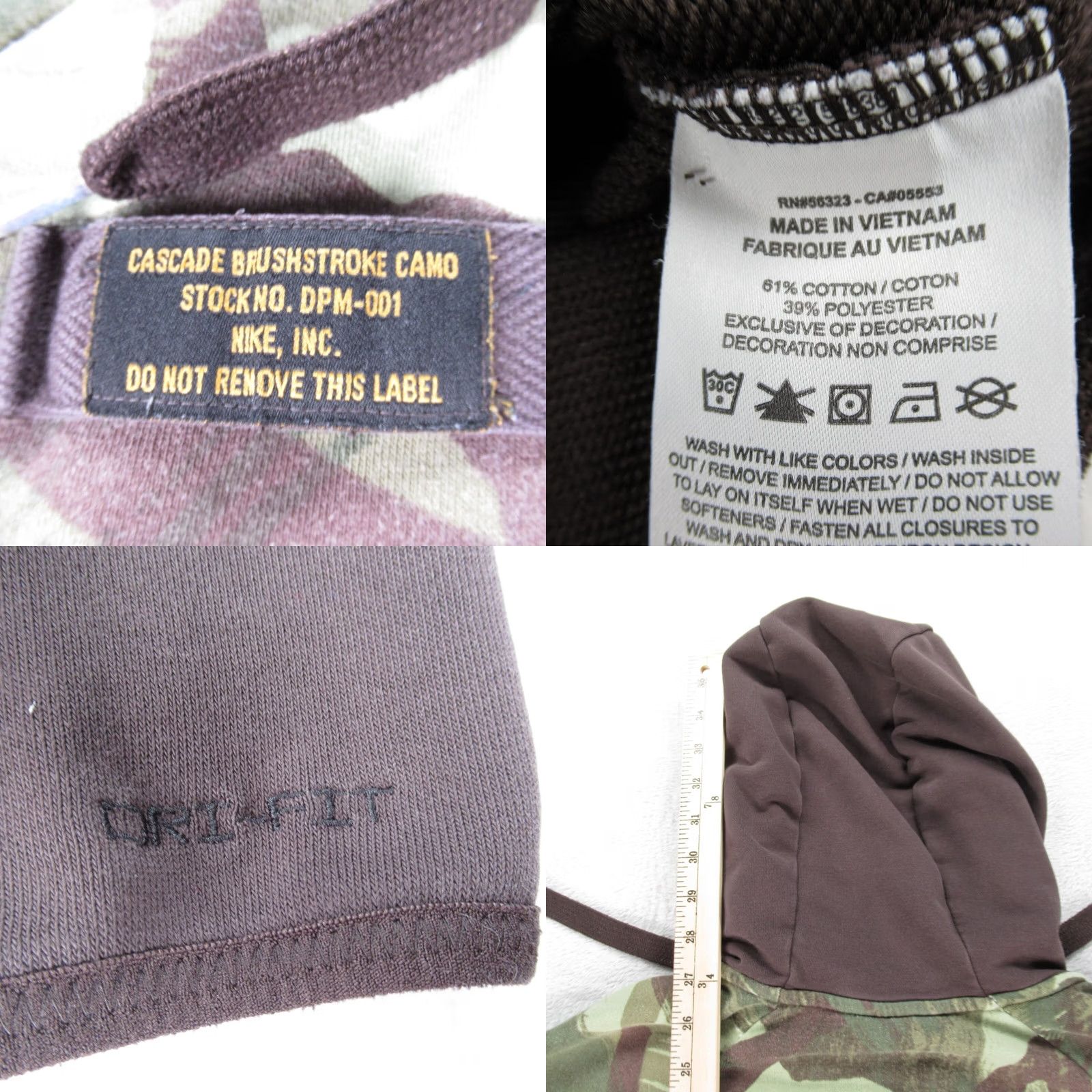 Nike Nike Full Zip Mens M Brown Hoody Brushstroke Camouflage Dri Fit Pockets Size US M / EU 48-50 / 2 - 8 Thumbnail