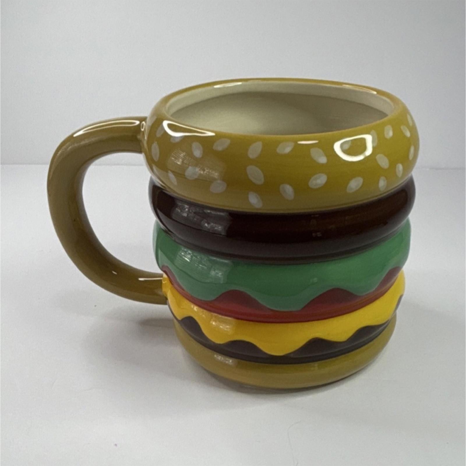The Unbranded Brand Ceramic Hamburger Shaped Novelty Mug Decorated Food Theme Size ONE SIZE - 1 Thumbnail