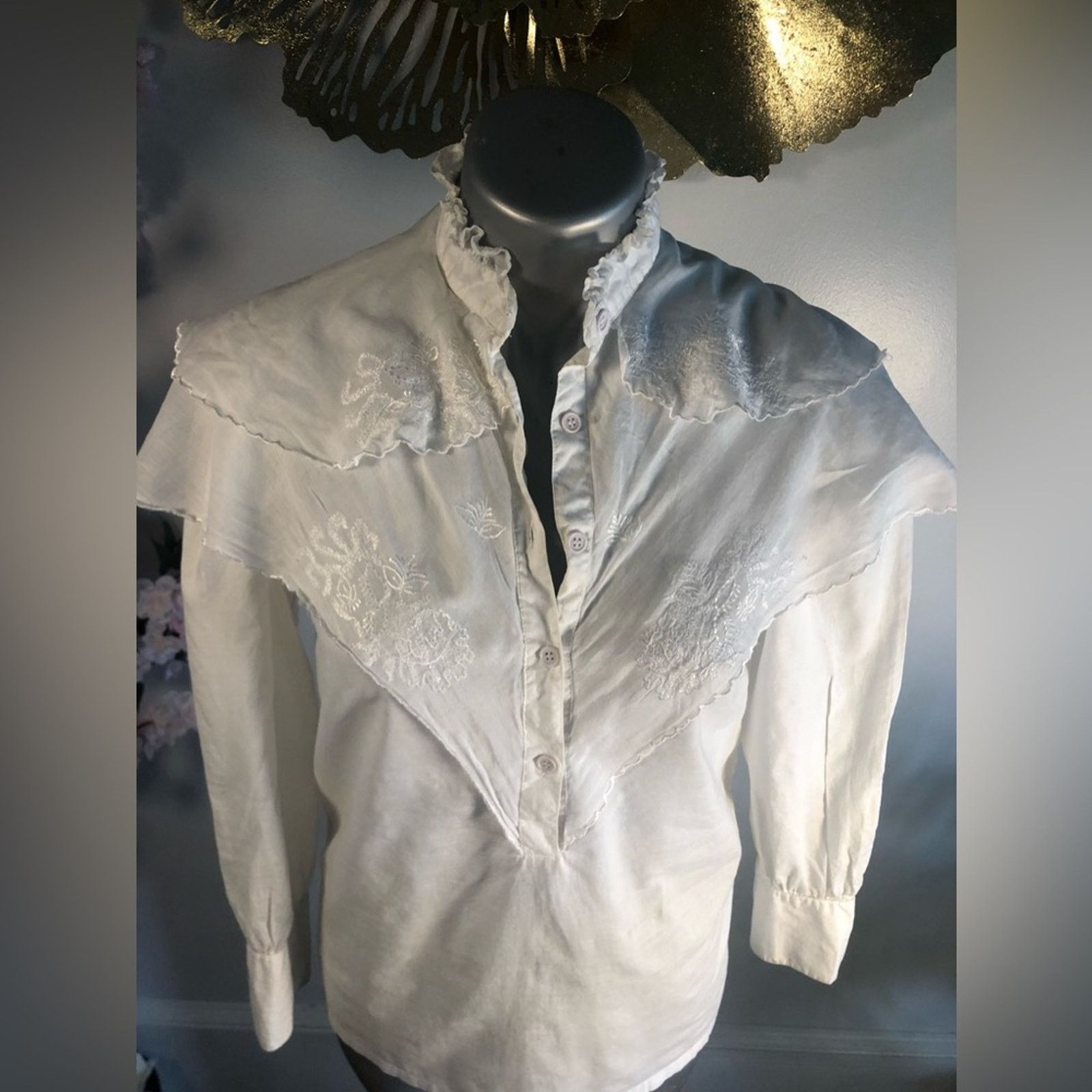 NBDN Nobrandedon Shirt Embroidered layered button down top Size XS / US 0-2 / IT 36-38 - 4 Thumbnail