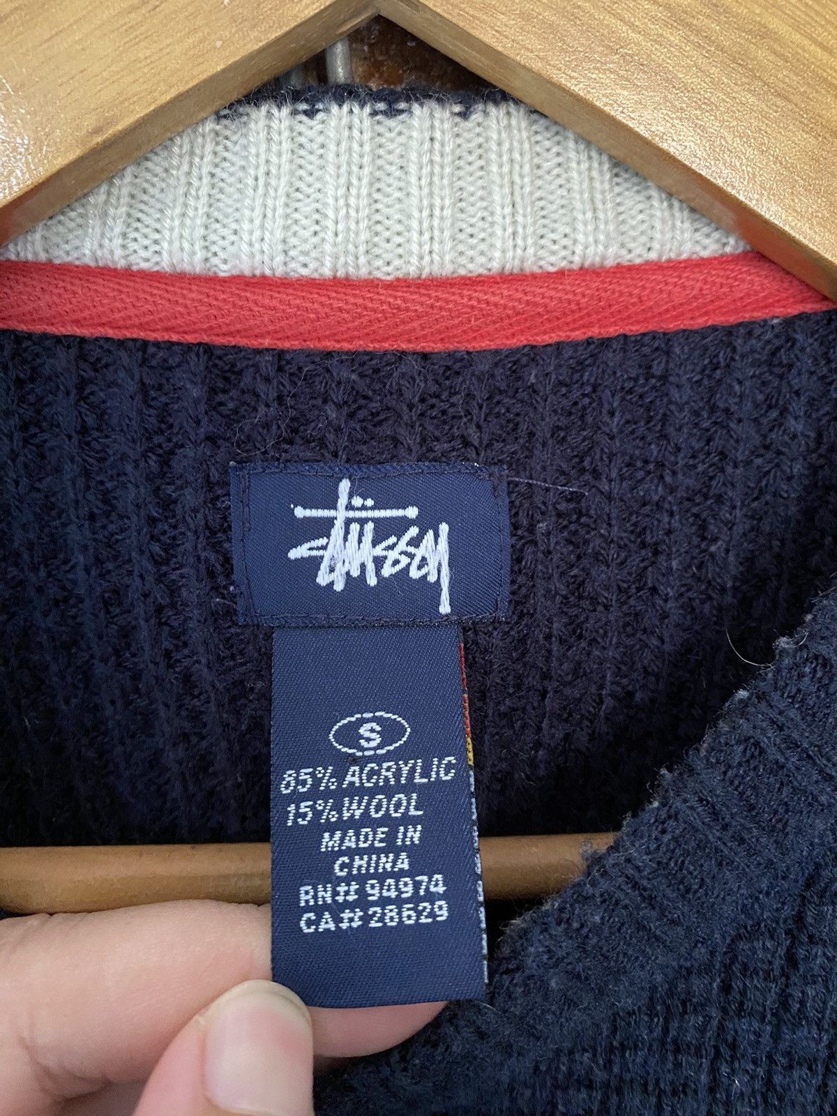 Stussy × Vintage 1990s Stussy Wafer Thermal Knit Size US M / EU 48-50 / 2 - 9 Thumbnail