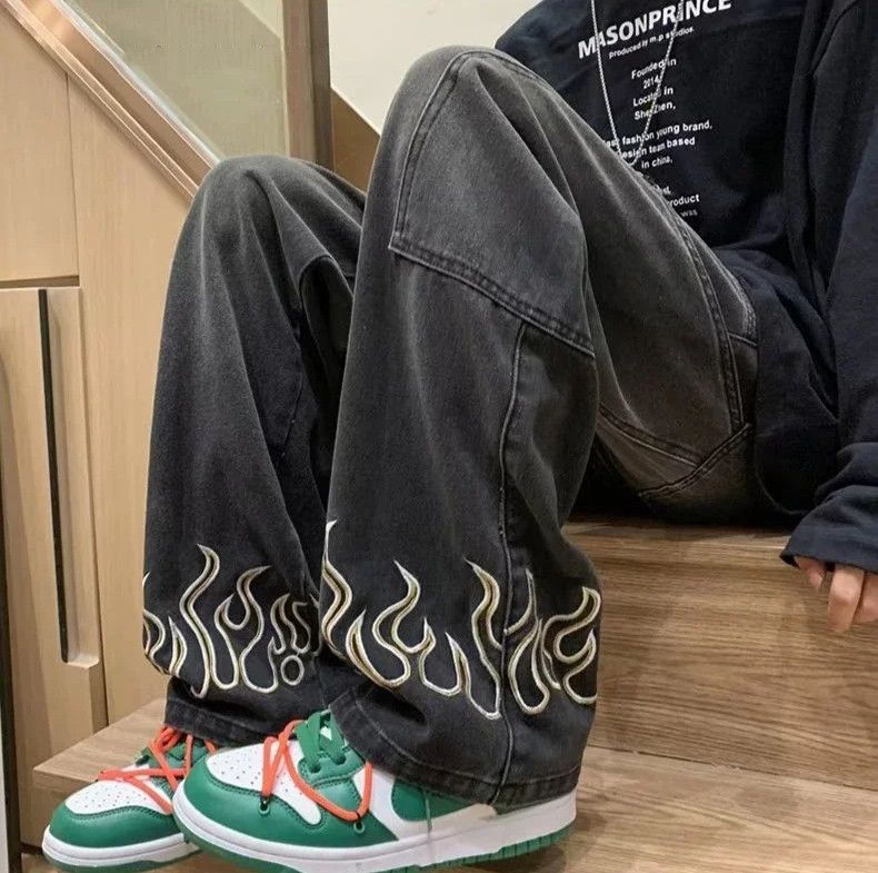 Designer × Japanese Brand Flamed Embroidery Jean Size US 36 / EU 52 - 2 Thumbnail