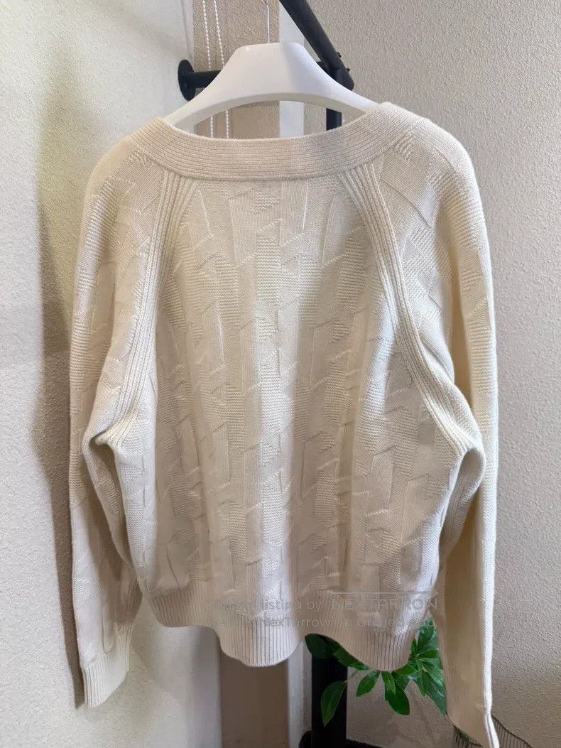 Hermes Hermes Women's Knit Open Cardigan, Cream White Size S / US 4 / IT 40 - 2 Thumbnail