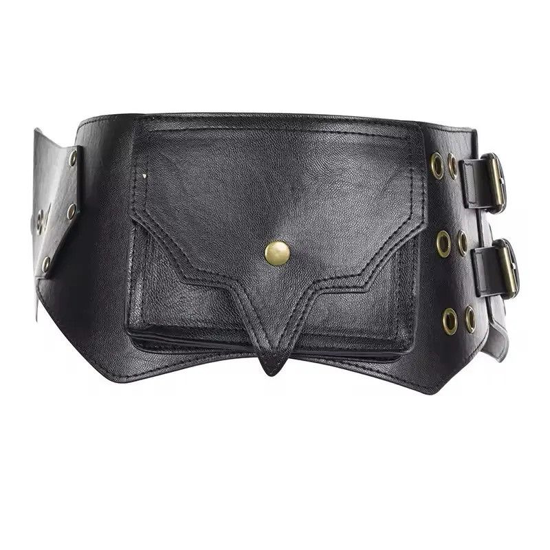 Japanese Brand Vintage Big Pockets Pu Leather Belt Y2K Safari Style Size ONE SIZE - 8 Thumbnail