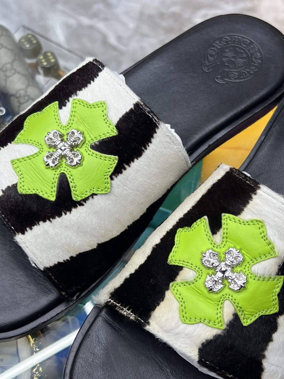 Chrome Hearts Chrome Hearts Zebra Pony Hair Patch Slides Size US 9 / EU 42 - 2 Thumbnail