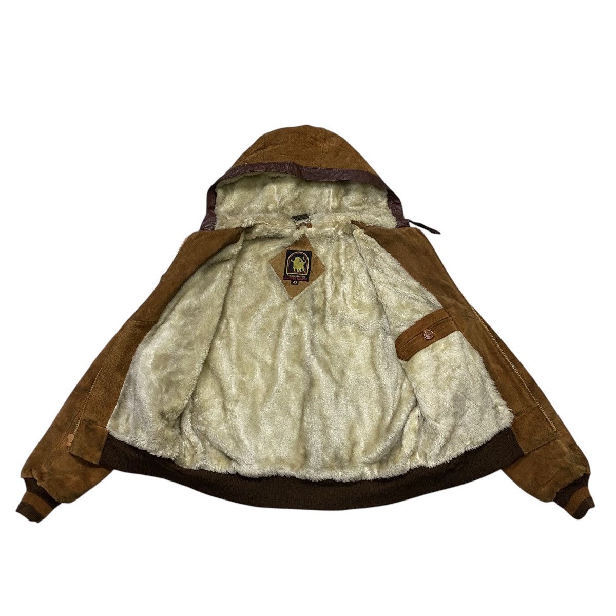 Genuine Leather Vintage 80s Suede leather sherpa hoodie jacket Size US M / EU 48-50 / 2 - 7 Thumbnail