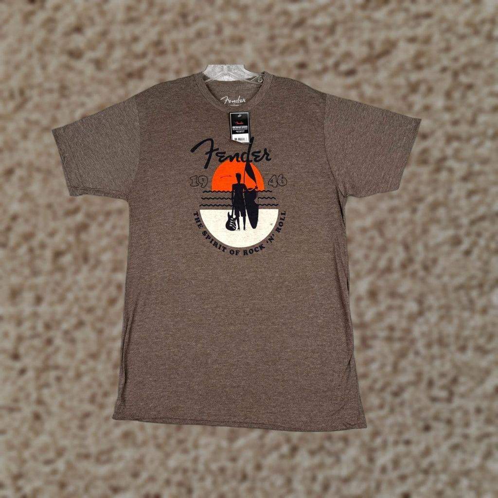 Fender Fender Shirt Men Medium Olive Green Sunset Surfer Spirit Of Rock And Roll T-Shirt Body Music Outdoor All Seasons Breathable Tags Size US M / EU 48-50 / 2 - 1 Thumbnail