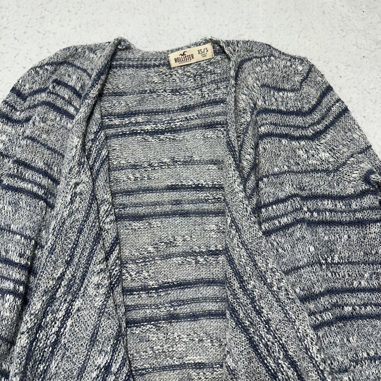 Hollister Hollister XS Waterfall Cardigan Gray Blue Striped Sweater Size XS / US 0-2 / IT 36-38 - 2 Thumbnail