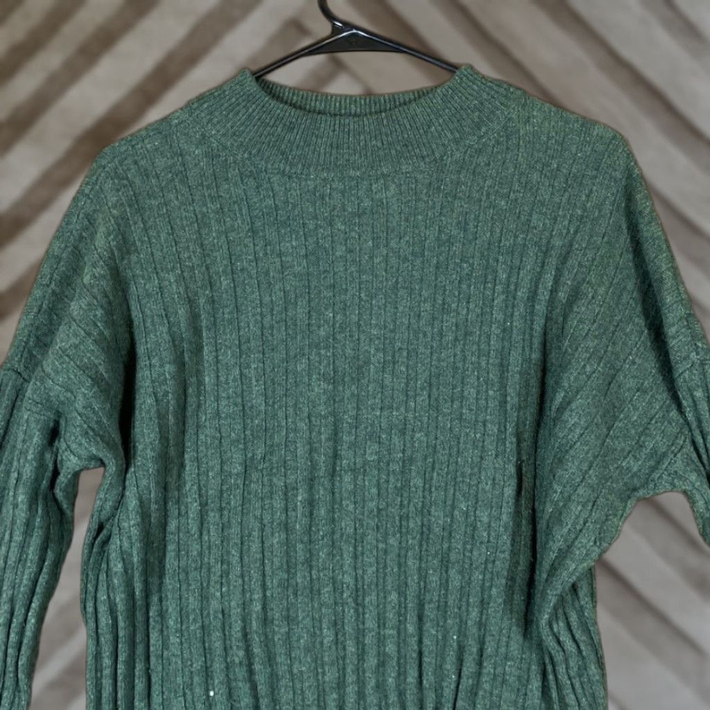 Madewell Madewell Womens Sweater Forest Green Ribbed Knit Mock Neck XL Size XL / US 12-14 / IT 48-50 - 1 Thumbnail