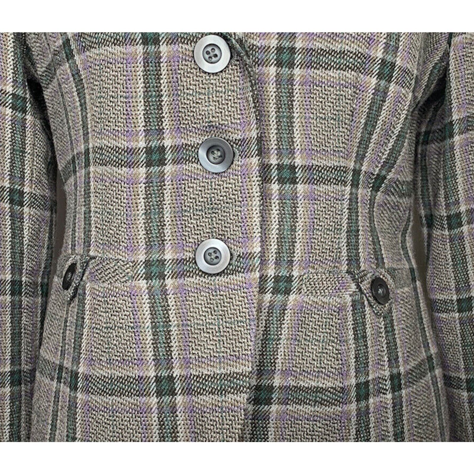 Mossimo Womens Mossimo Gray Purple Plaid Lined Wool Blend Blazer M Size M / US 6-8 / IT 42-44 - 3 Thumbnail
