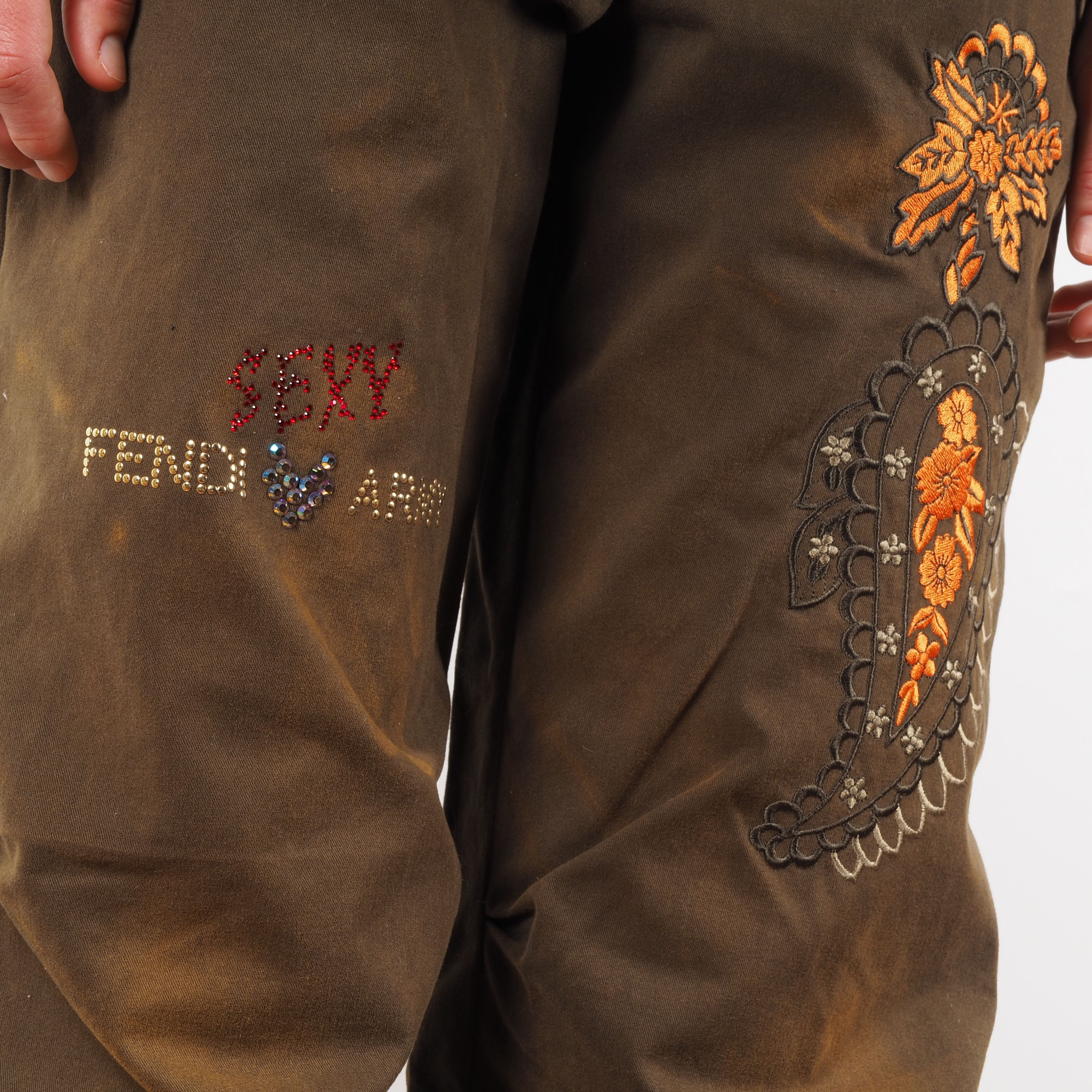 Fendi × Vintage FENDI Sexy Army Vintage Embroidery Cargo Trousers Pants Size 27" / US 4 / IT 40 - 4 Thumbnail