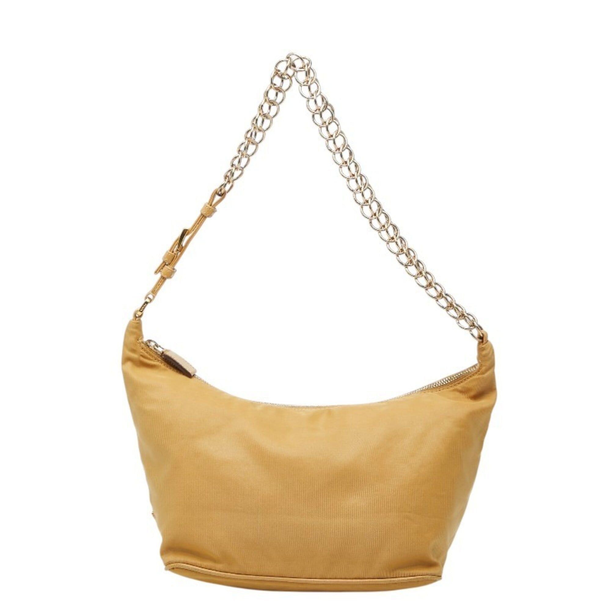 Prada Prada Logo Chain One-Shoulder Bag, Beige Nylon Leather, Women's PRADA Size ONE SIZE - 1 Thumbnail