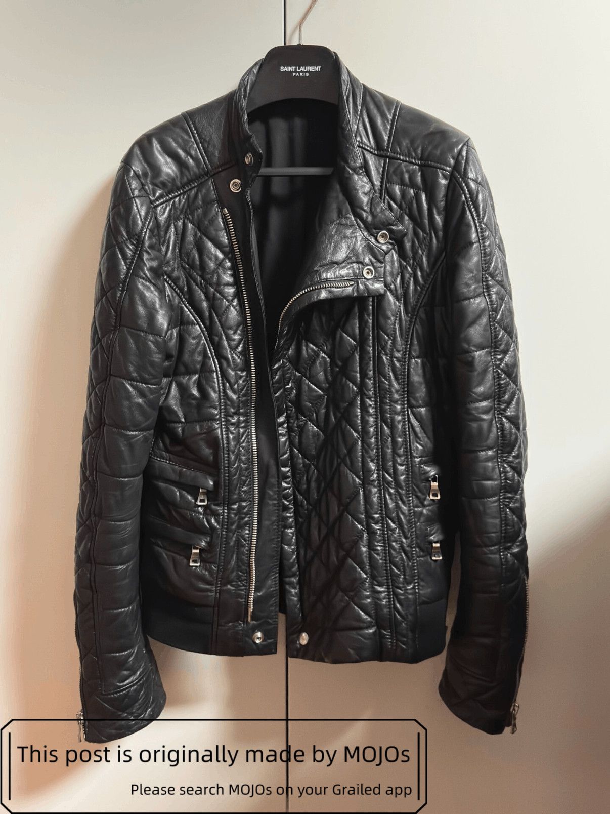 Balmain Sz 46 Balmain Padded Leather Bike Jacket mojos3222 Size US S / EU 44-46 / 1 - 4 Thumbnail