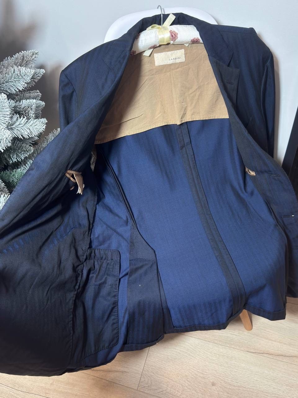 Lardini Lardini Mens Navy Striped Wool Blazer Size 52 Italian Size 52R - 6 Thumbnail