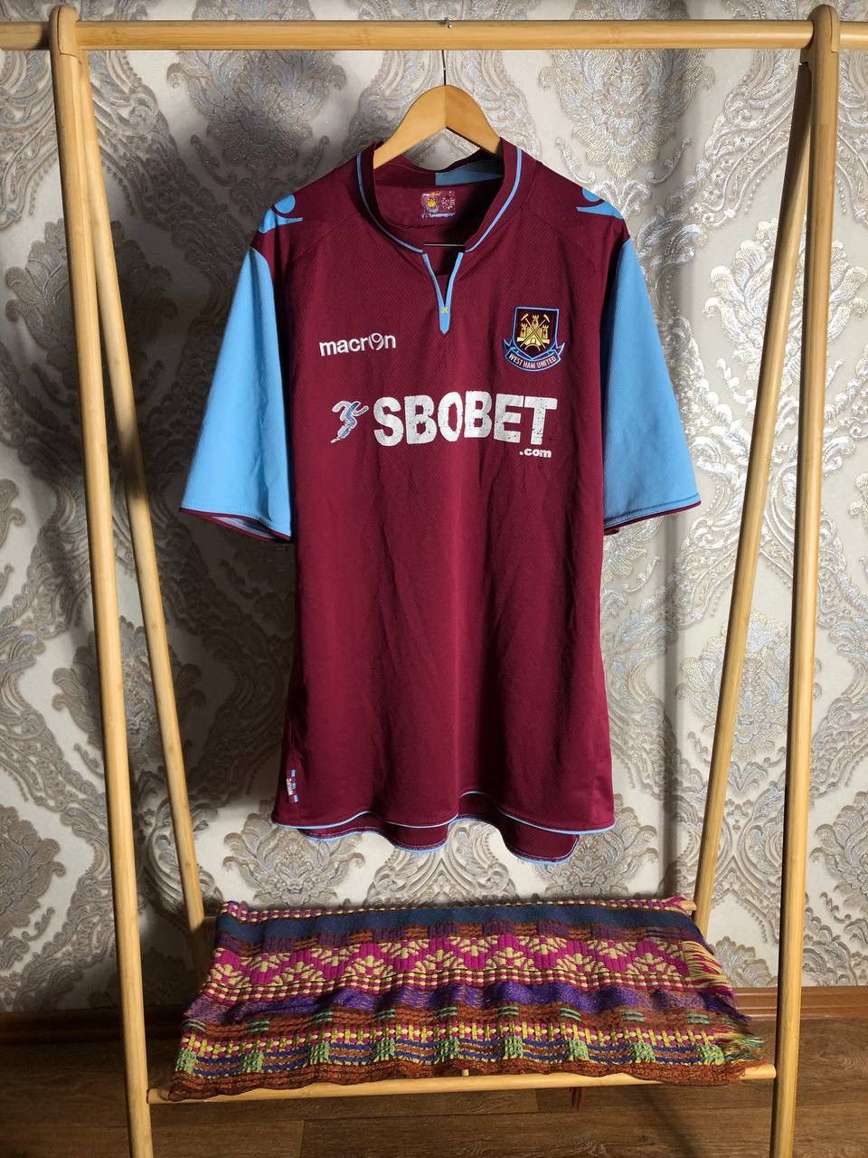Vintage VERY RARE MACRON FC WEST HAM UNITED ENGLAND SOCCER JERSEY 90 Size US XXL / EU 58 / 5 - 1 Thumbnail
