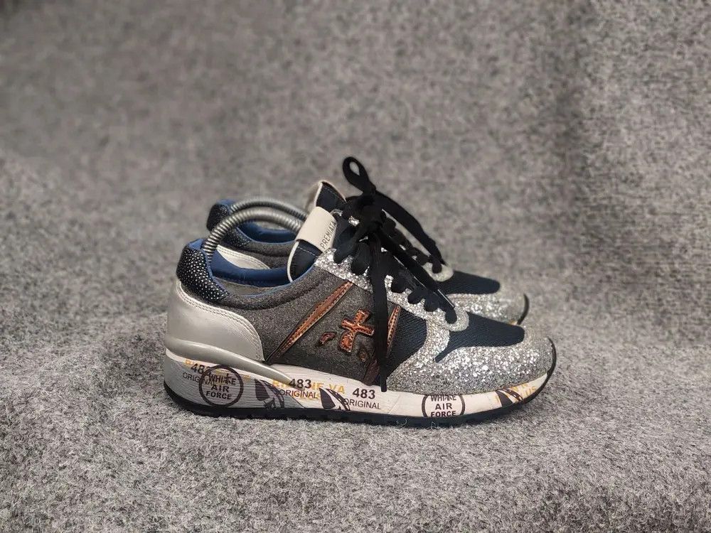 Premiata Italy Design Diane glitter toe sneakers Leather