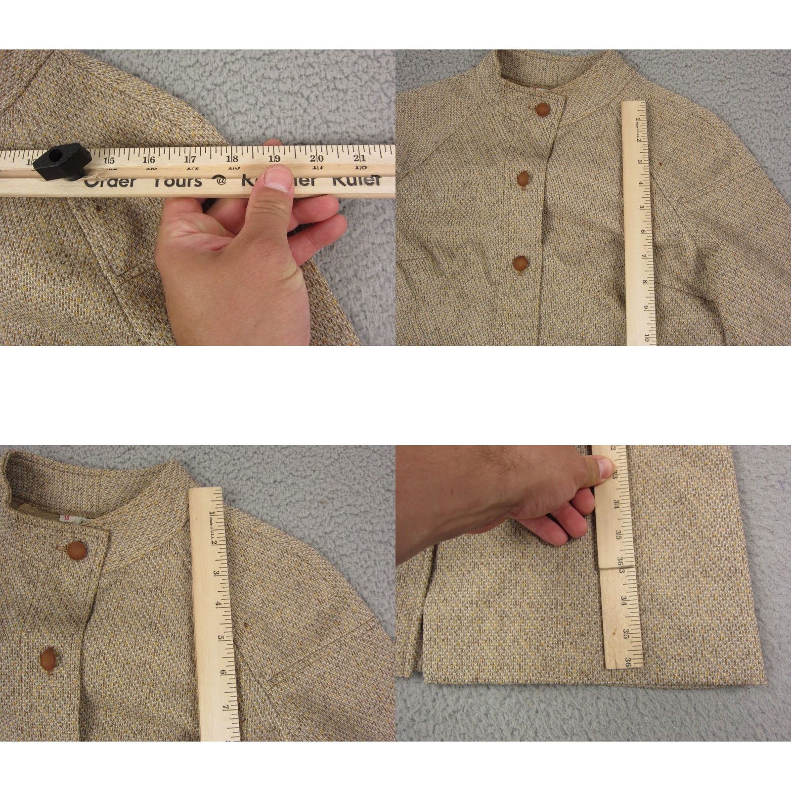 Vintage VINTAGE Country Miss Jacket Womens 10 Brown Belted Tweed 60s Long Sleeve Nylon Coat Trench Button Pockets Casual Made in USA Size L / US 10 / IT 46 - 8 Thumbnail
