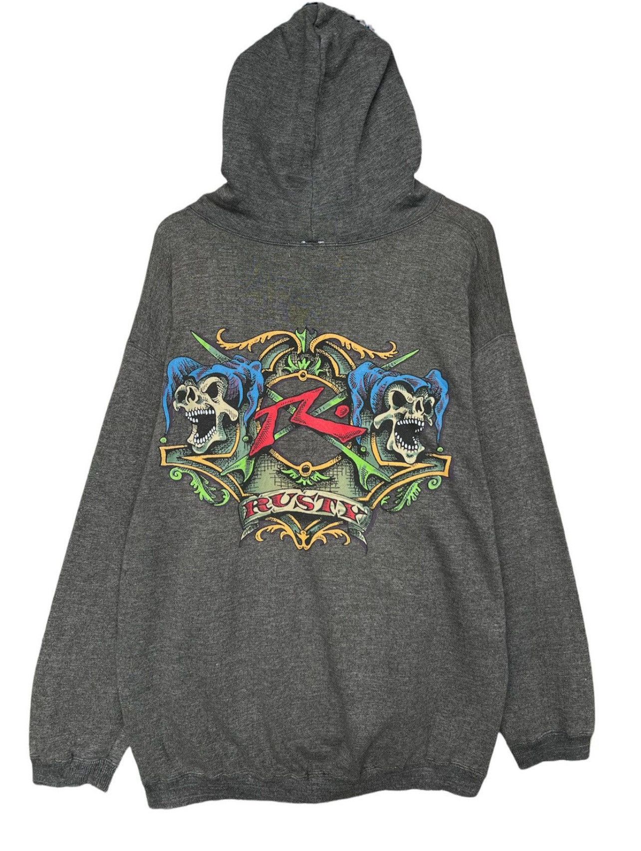 Vintage Vintage 90s Rusty Skull Bones Surf Baggy Hoodie Size US L / EU 52-54 / 3 - 2 Thumbnail