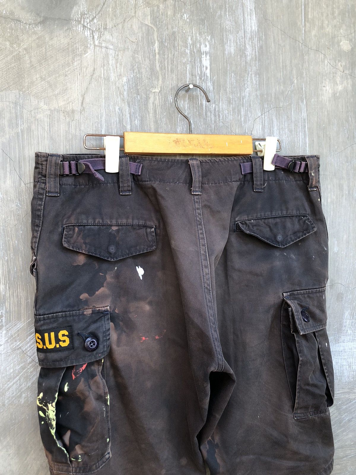 Bape Thrashed BAPE URSUS Paint Splatter Short Cargo Pants Size US 34 / EU 50 - 7 Thumbnail