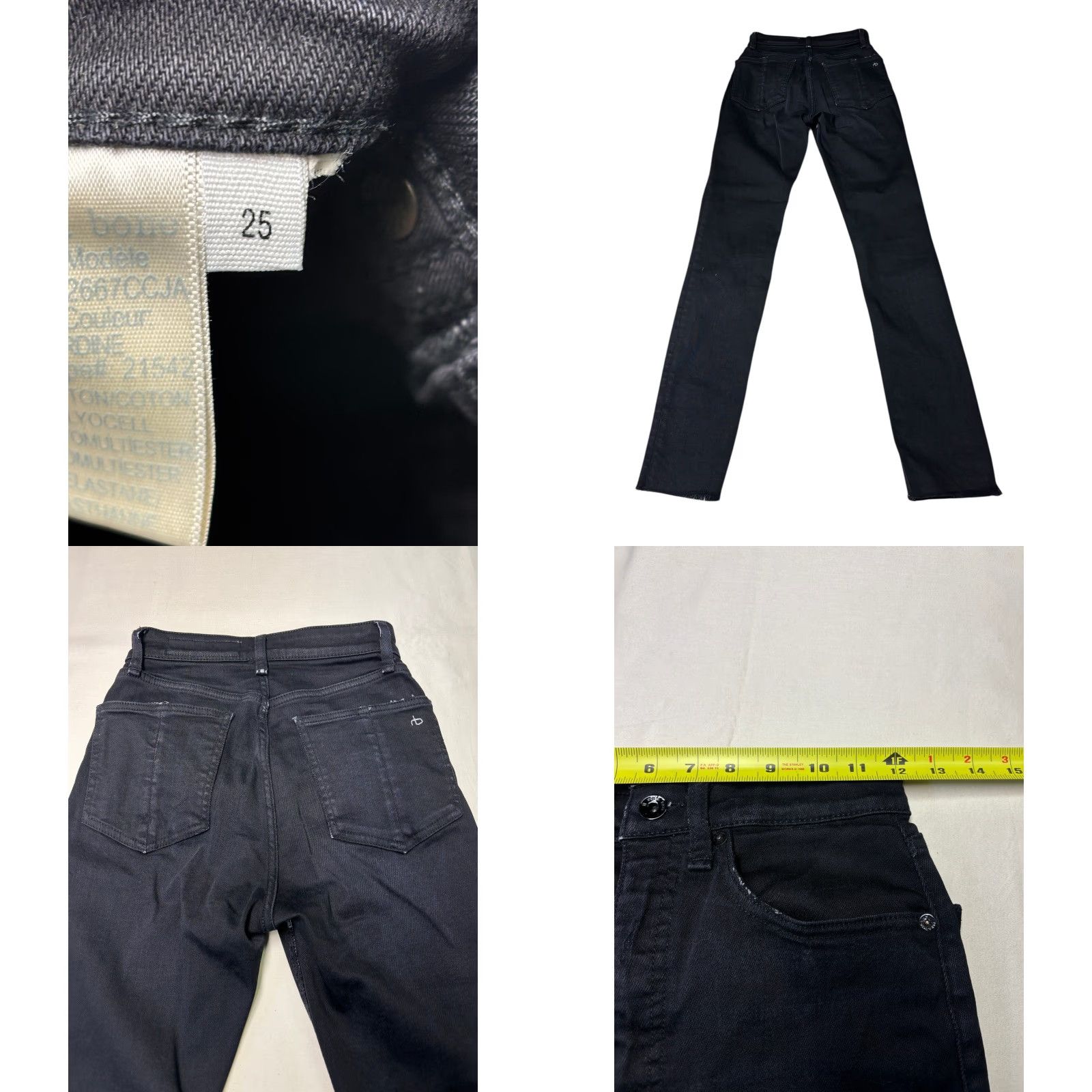 Rag & Bone Rag & bone Jane Super High Rise Skinny Jeans Black Womens 25X29 YKK Zip Slim Rise High Ankle Zip 5-Pocket Denim Jewelry? Size 42" / US 20 - 8 Thumbnail