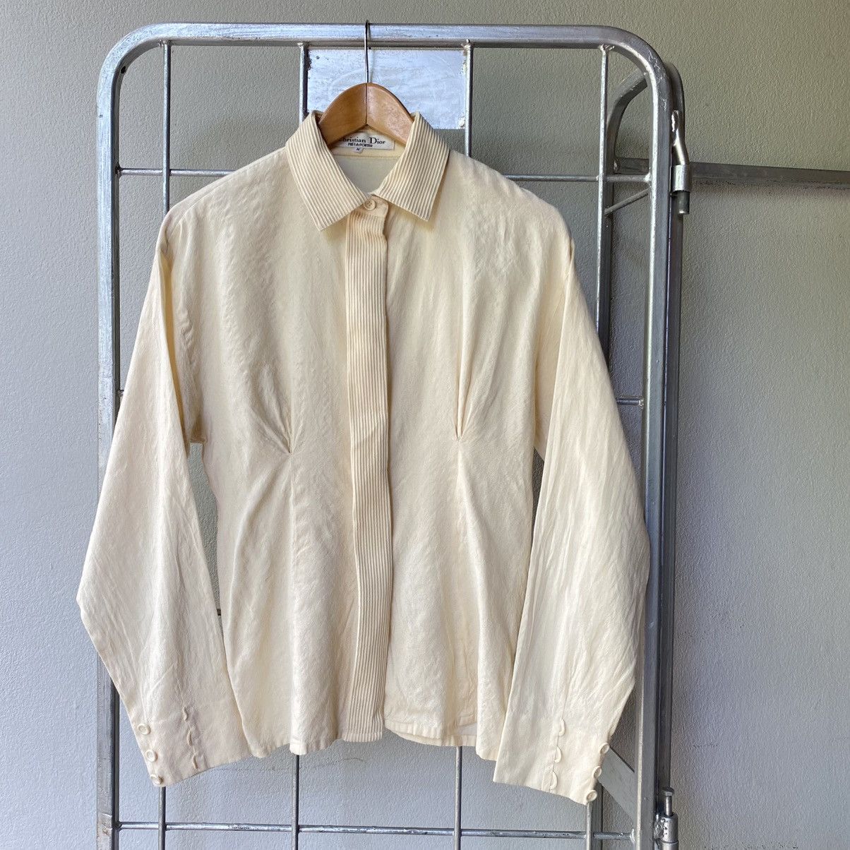 Dior Christian Dior Fitted Pale Yellow Wool Shirt Size M / US 6-8 / IT 42-44 - 3 Thumbnail