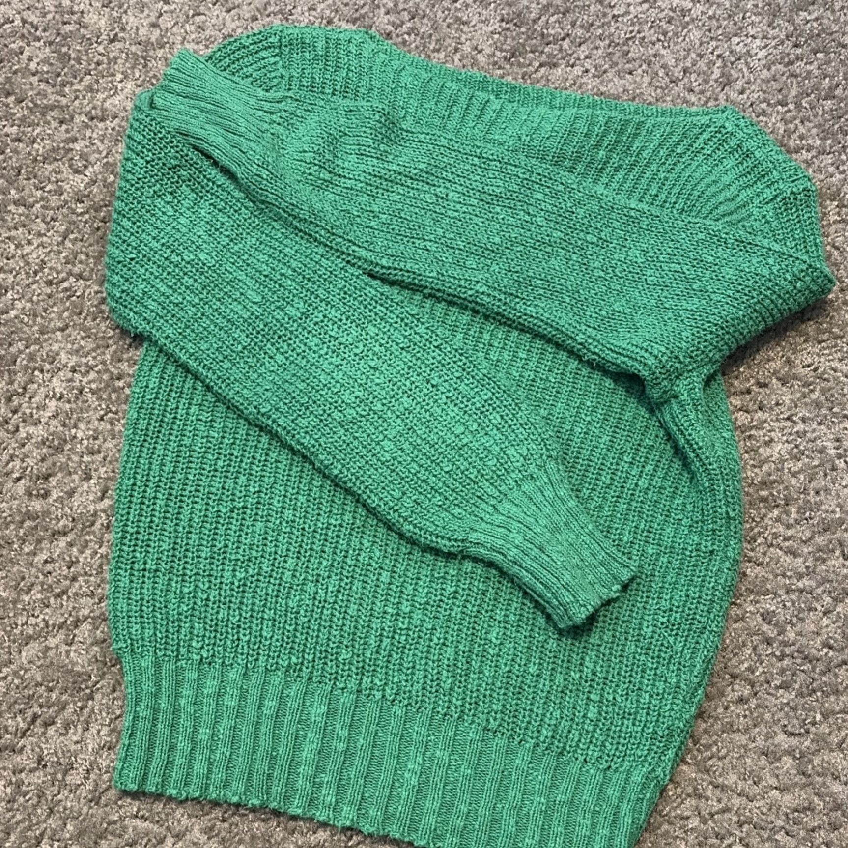 J Brand VINTAGE 80s Gotham Green Cotton Knit Crewneck Sweater Woman Medium Crew Neck Pullover Knit Size M / US 6-8 / IT 42-44 - 5 Thumbnail