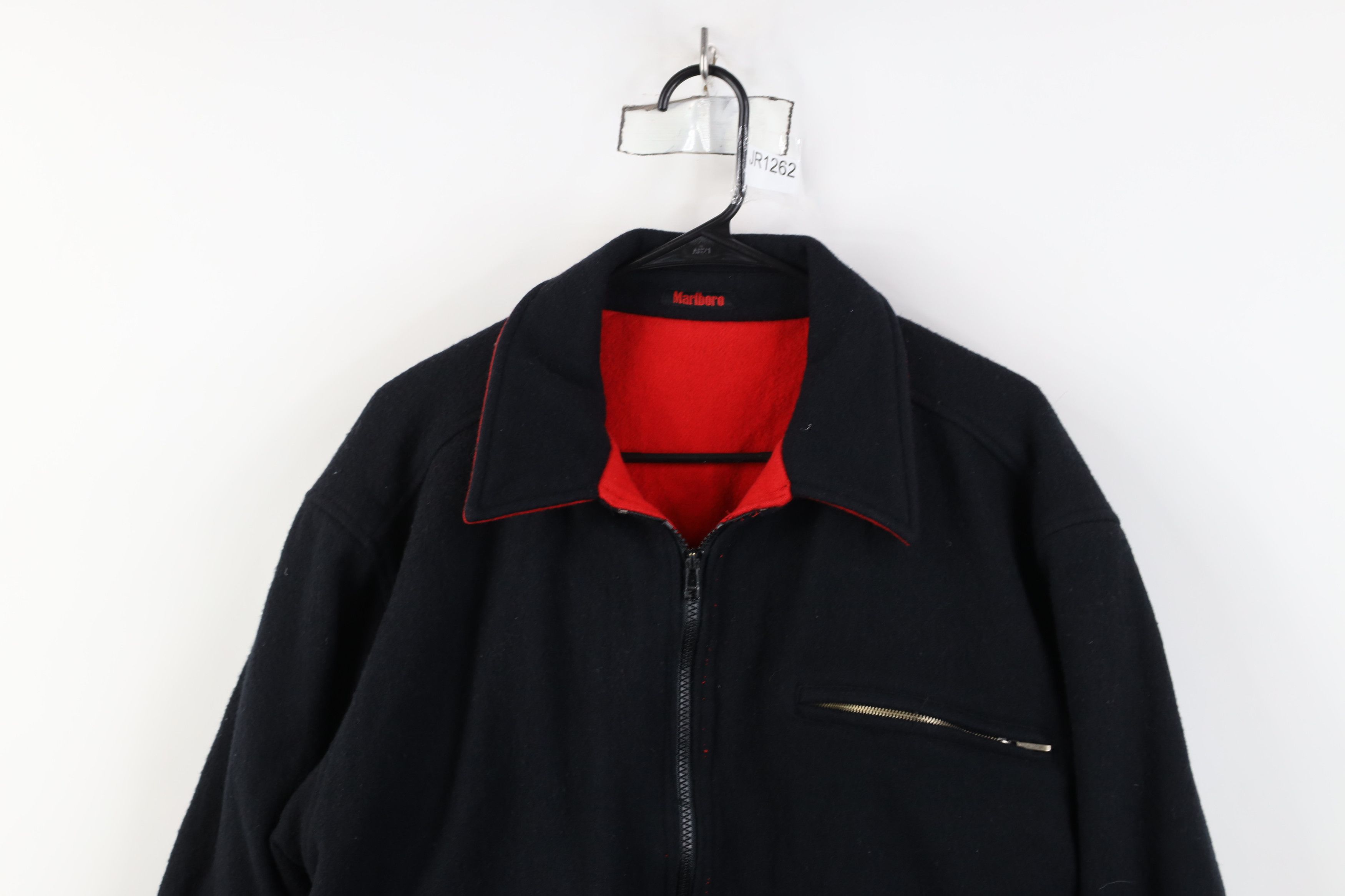 Marlboro Vintage 90s Marlboro Reversible Wool Jacket Coat Black Red Size US M / EU 48-50 / 2 - 2 Thumbnail