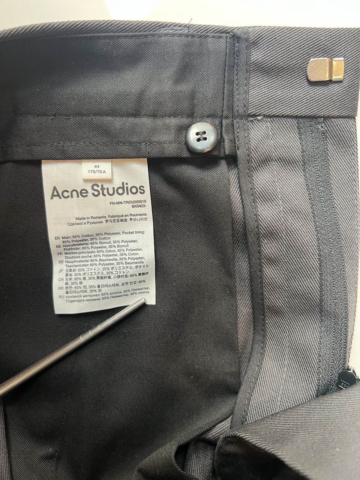 Acne Studios Acne Studios Dark Grey Twill Trousers Size US 28 / EU 44 - 4 Thumbnail