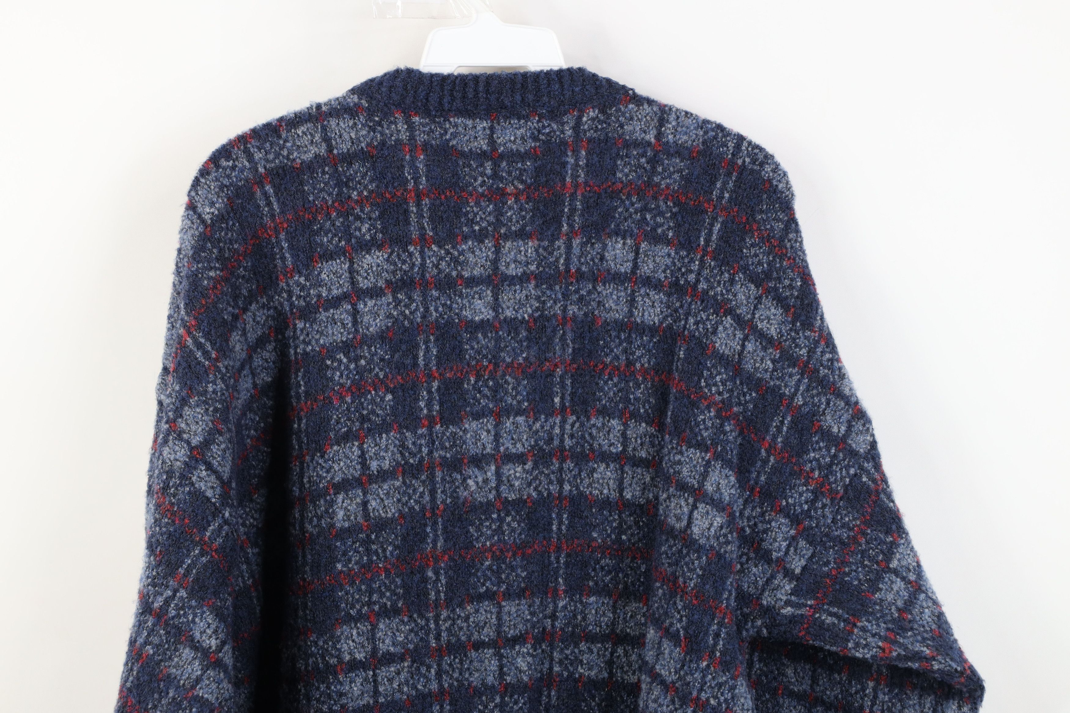 Vintage Vintage 90s Streetwear Wool Blend Cardigan Sweater Blue Size L / US 10 / IT 46 - 10 Thumbnail