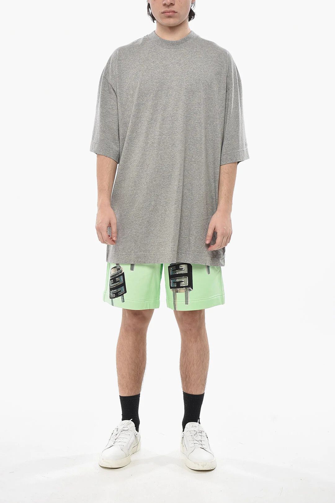 Givenchy og1mm0326 Monochrome Cotton Crewneck T-Shirt in Grey Size US XXS / EU 40 - 4 Thumbnail