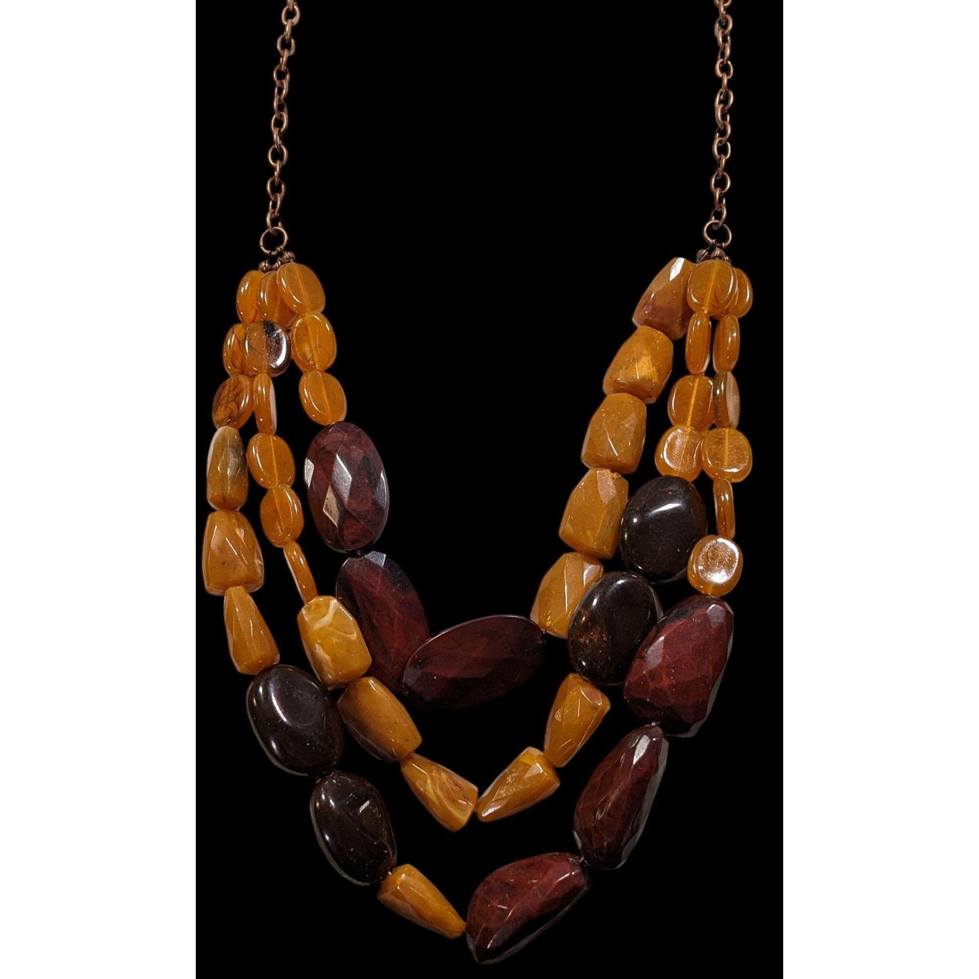 Other Vintage Retro Chunky Brown Acrylic Beaded Layered Necklace Size ONE SIZE - 2 Thumbnail