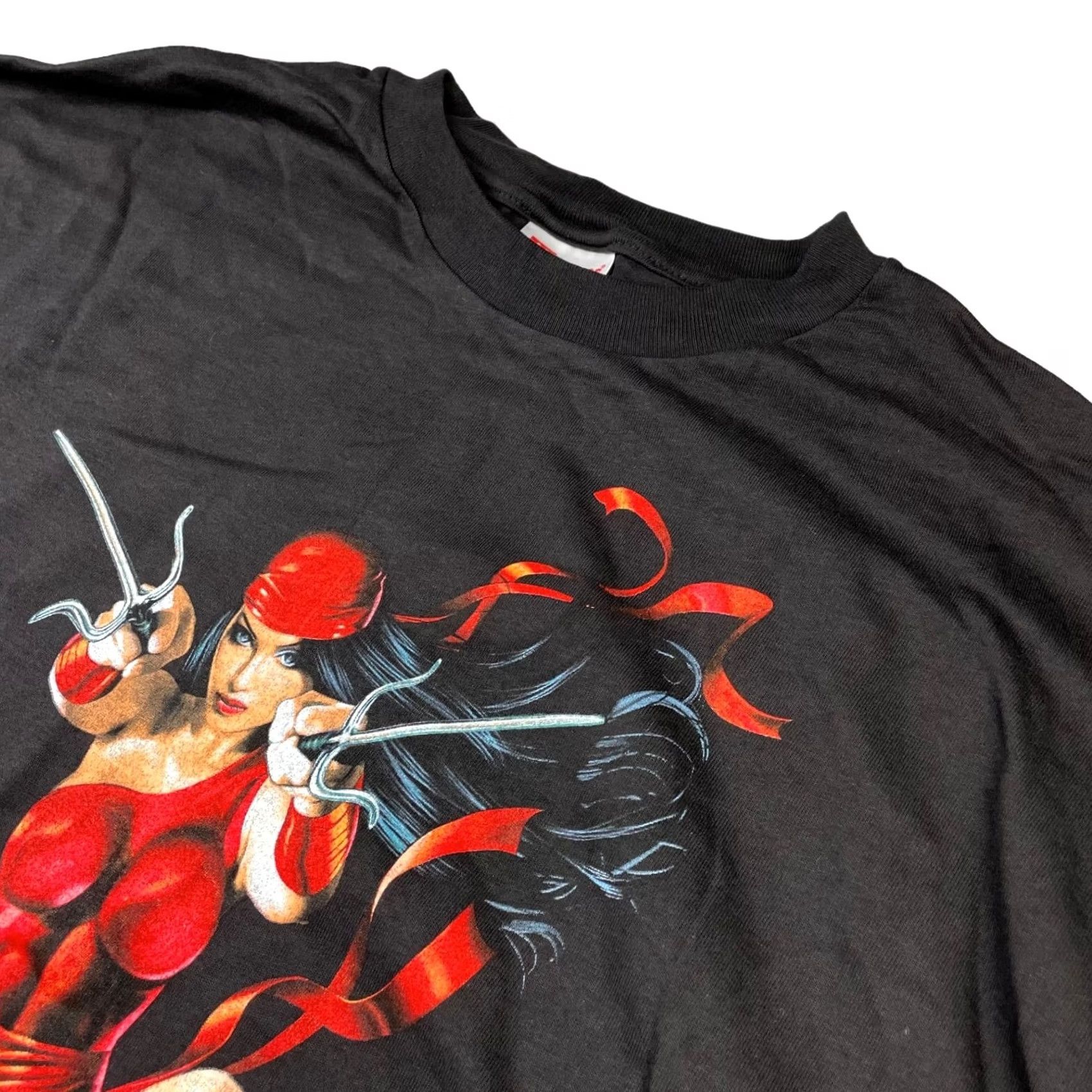 Hanes Hanes T-Shirt Men Marvel Elektra Dare Devil Manuel 2001 Graphitti Black MEDIUM Short Sleeve Crew Neck Cotton VTG NEW with Tags Size US M / EU 48-50 / 2 - 3 Thumbnail