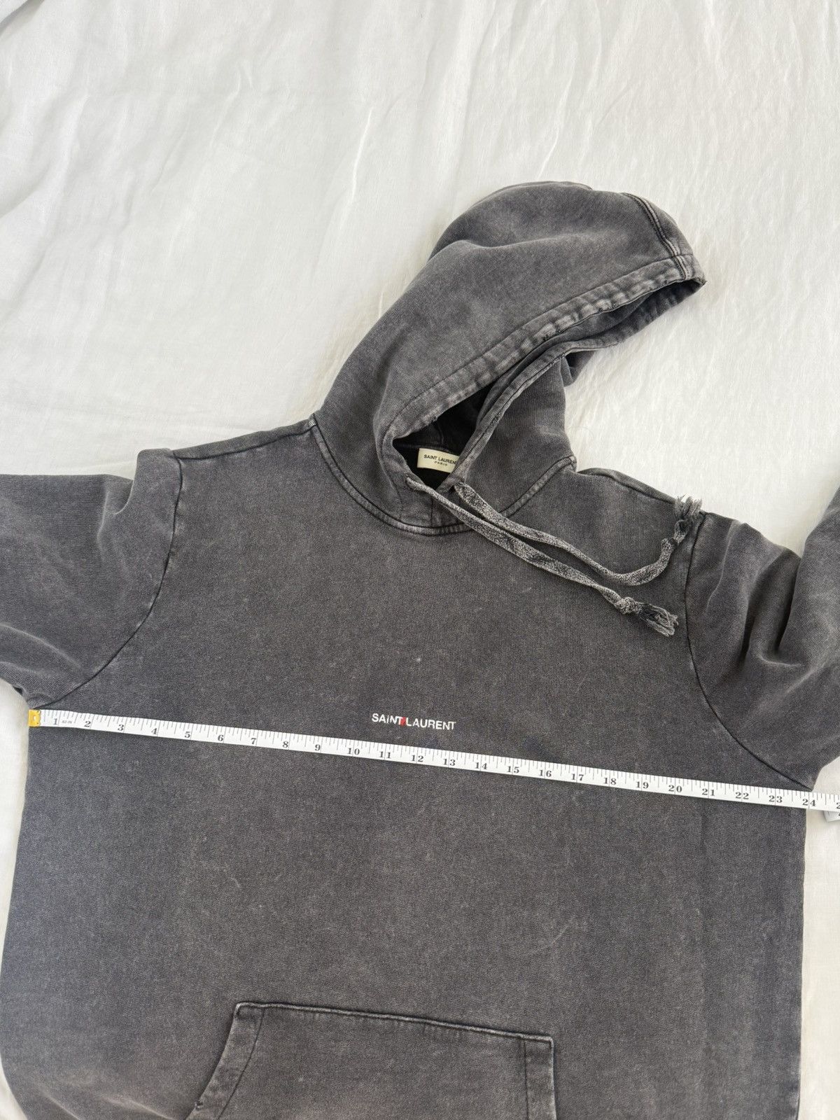Saint Laurent Paris Saint Laurent Logo Hoodie Distressed Gray SS19 Size US M / EU 48-50 / 2 - 2 Thumbnail