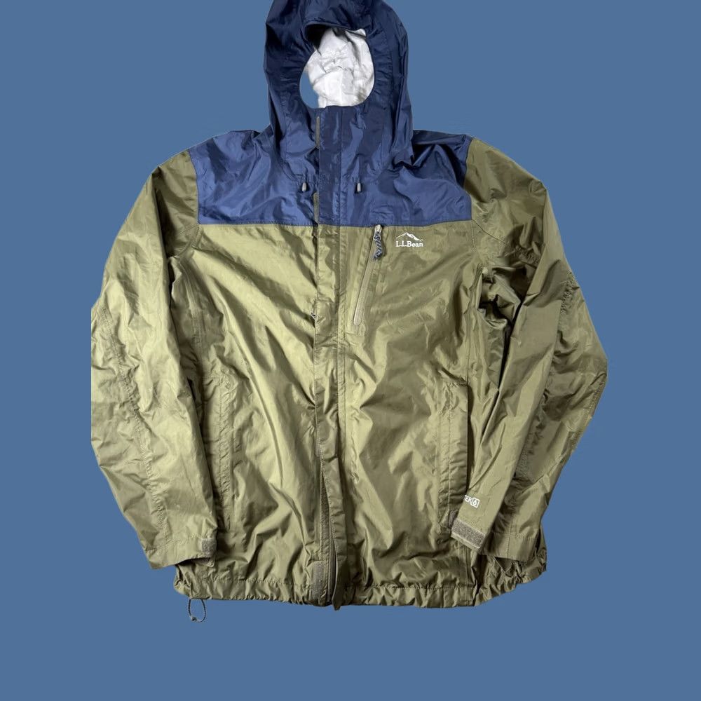 Vintage LL Bean Olive/Navy Mens Large Zip-Up Hooded Jacket Tek Windbreaker Trail Jacket Size US L / EU 52-54 / 3 - 1 Thumbnail
