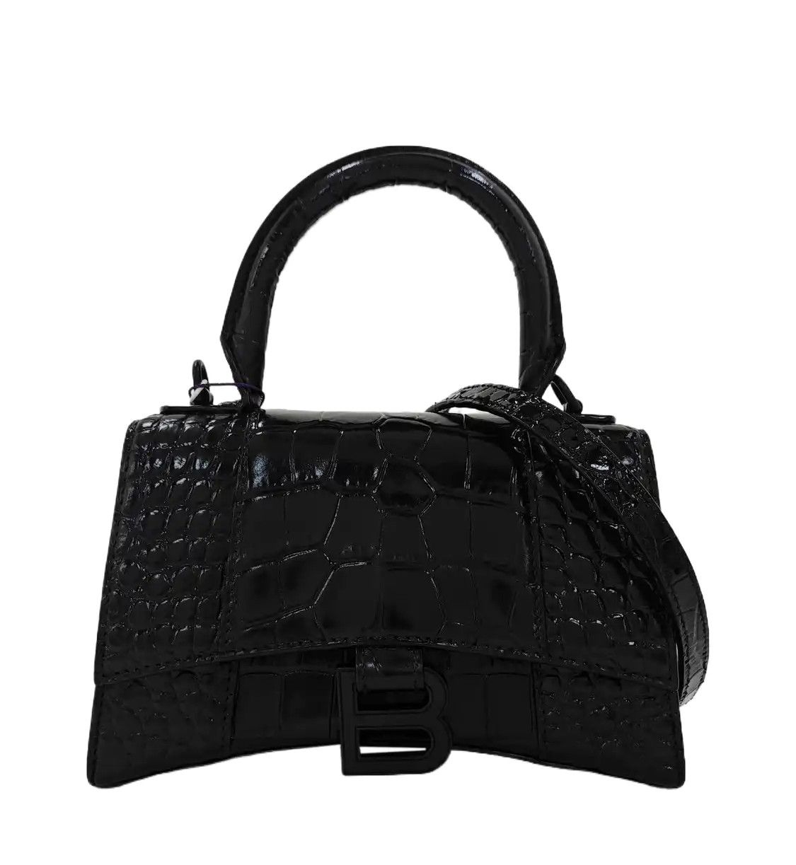 Balenciaga BALENCIAGA Hourglass ultra Small black cowhide leather crocodile Hourglass shoul Size ONE SIZE - 1 Thumbnail
